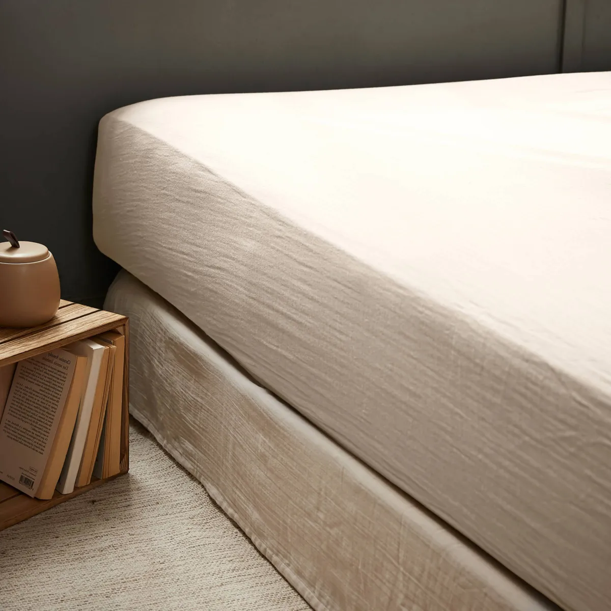 Drap housse gaze de coton (120 x 200 cm) Gaïa Beige
