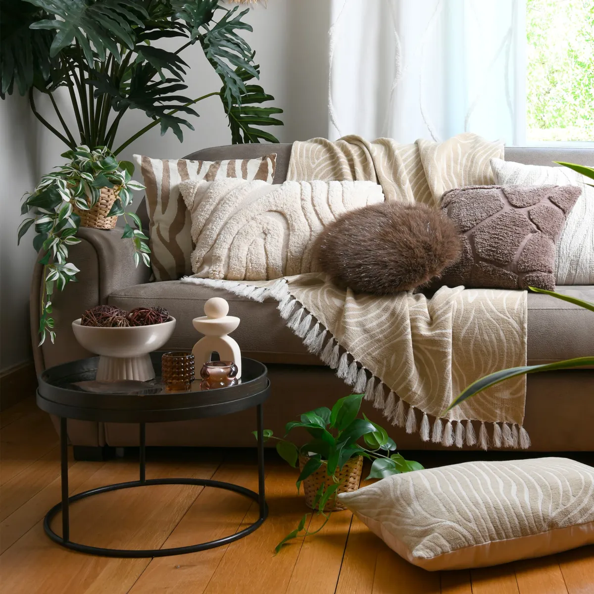 Tenda in cotone riciclato (140 x 260 cm) Felidae Ecru