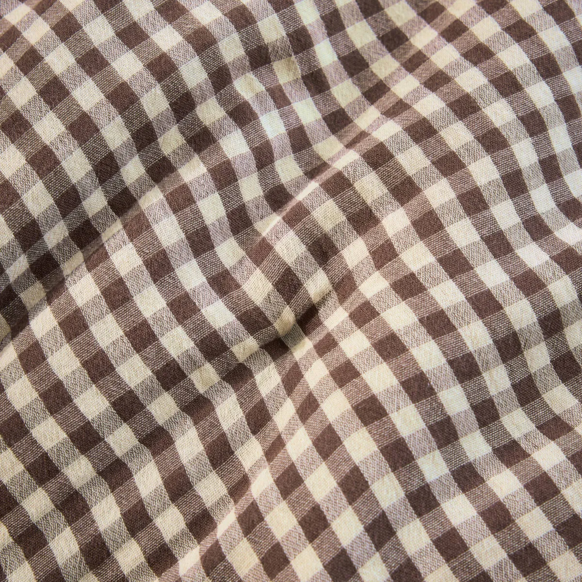 EM - Housse de couette réversible 240 x 220 cm Gaze de coton tissée teinte GAIA VICHY Brun