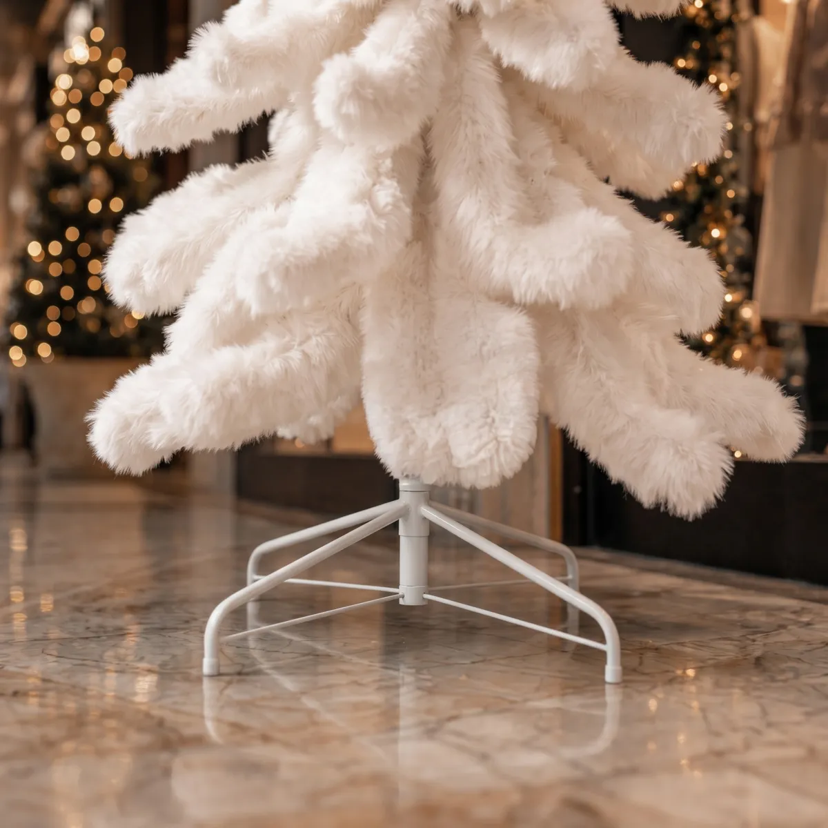 Albero di Natale artificiale (H130 cm) Furren pelliccia sintetica Bianco