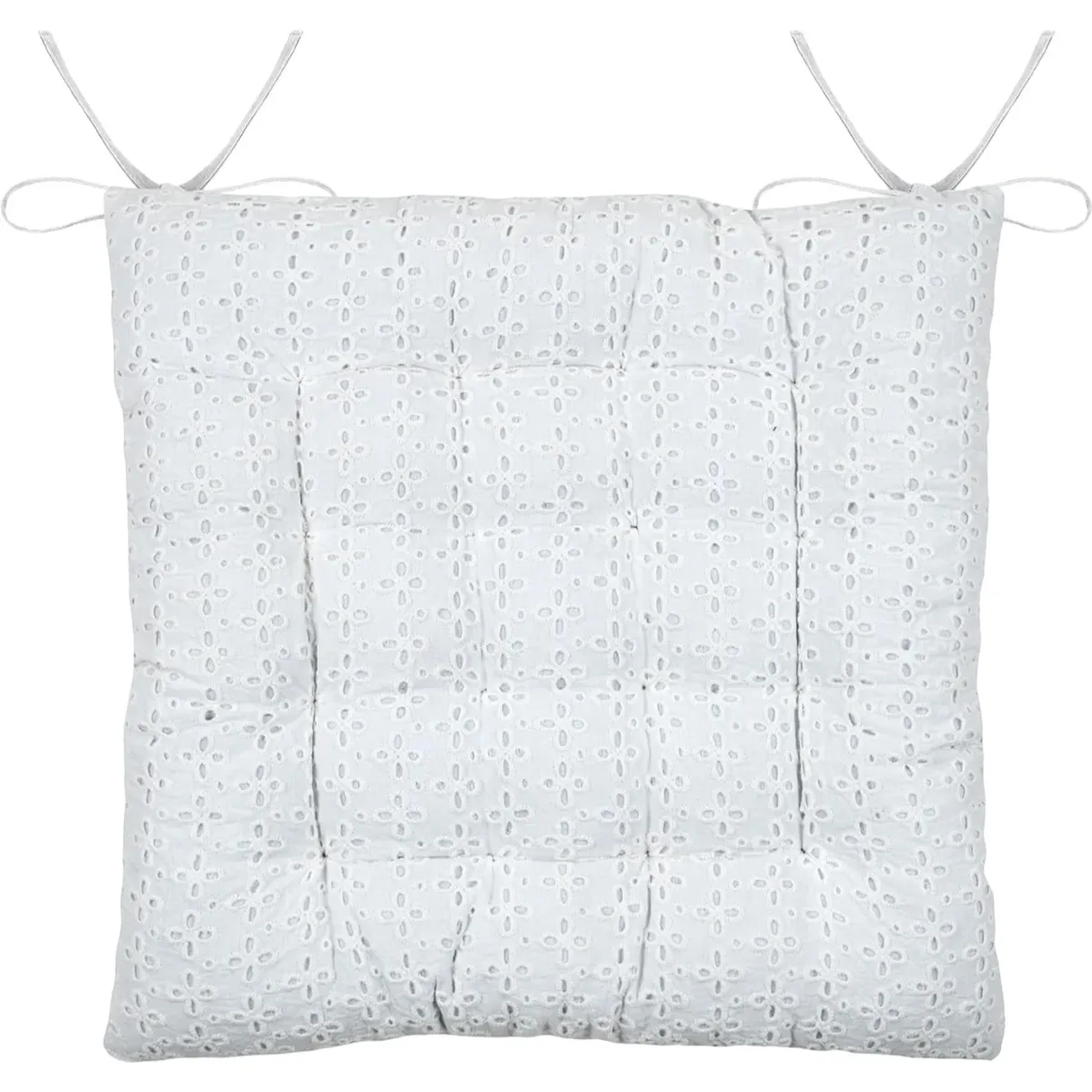 Cuscino quadrato per sedia in cotone (38 x 38 cm) Mariette Bianco