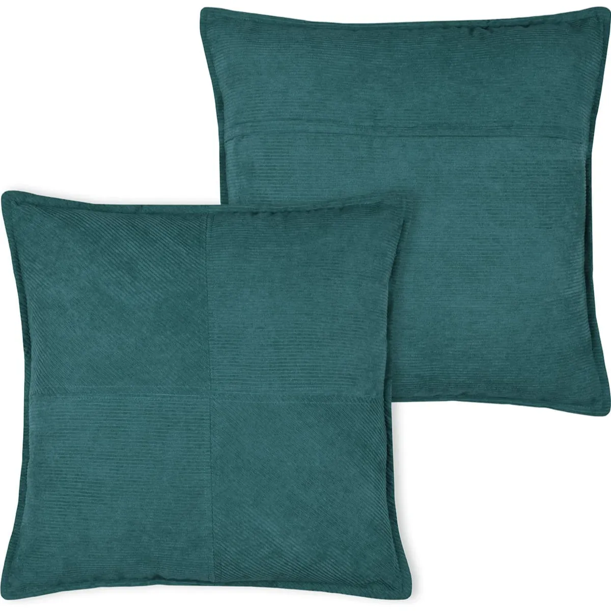 Cuscino quadrato in velluto a coste (45 x 45 cm) Dandy Blu pavone 
