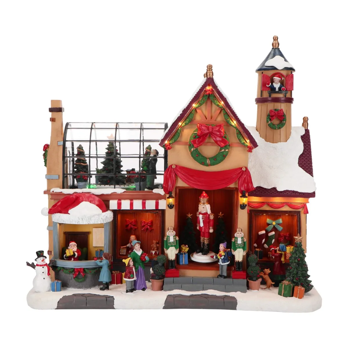 Villaggio di Natale luminoso e animato (H41 cm) Ammira il grande Schiaccianoci