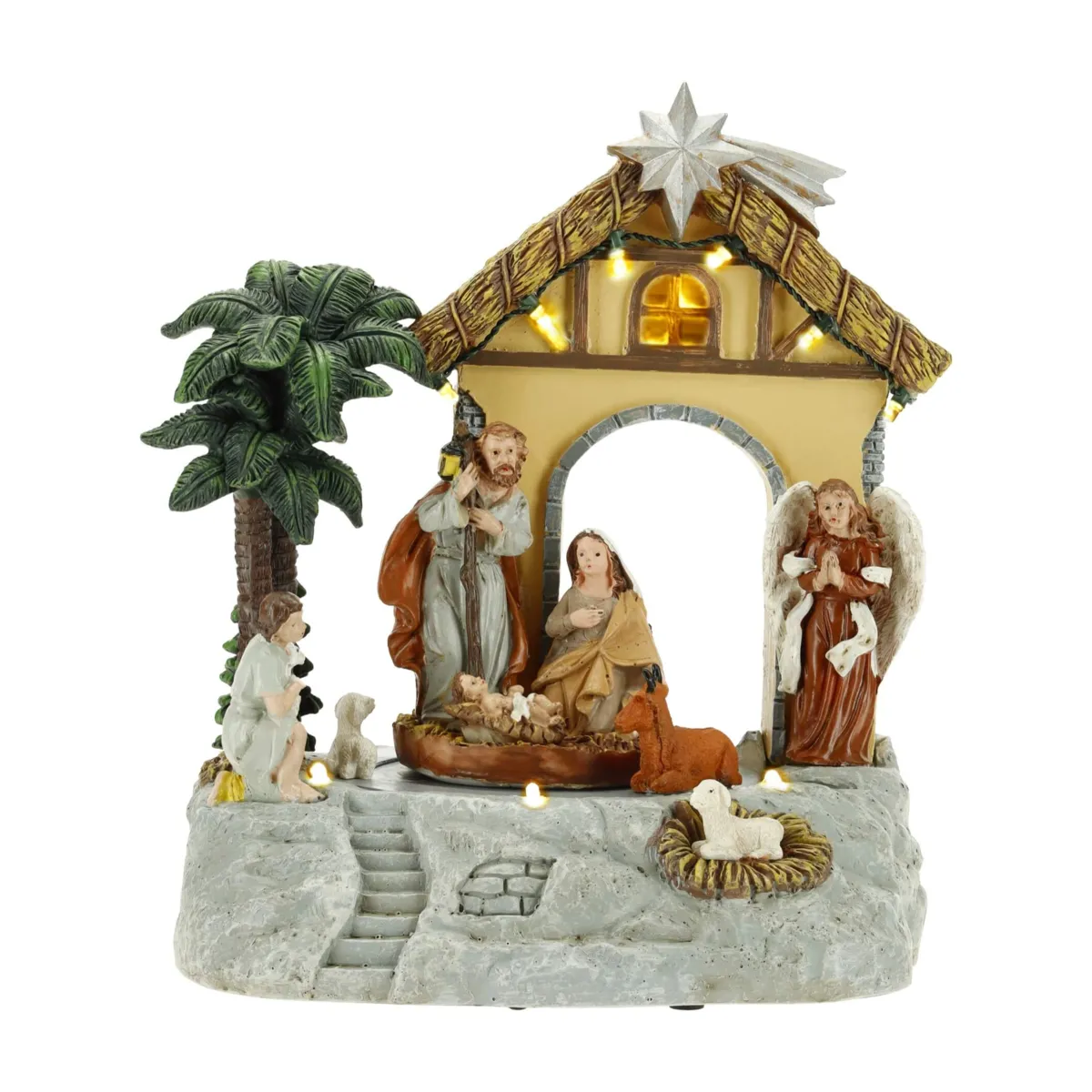 Presepe natalizio luminoso e animato (H23 cm) Saint-Marius