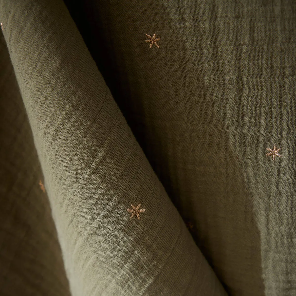 Tovaglia quadrata garza di cotone (180 x 180 cm) Gaïa stelle Verde rosmarino