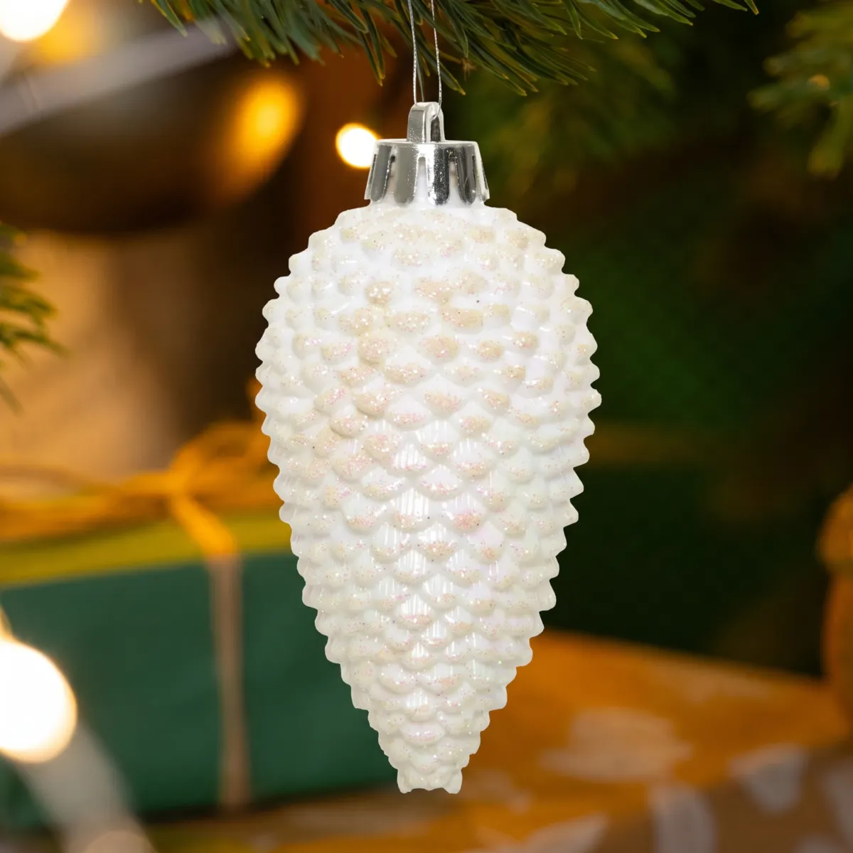 Set di 6 pigne Alpine Bianco perlato 1