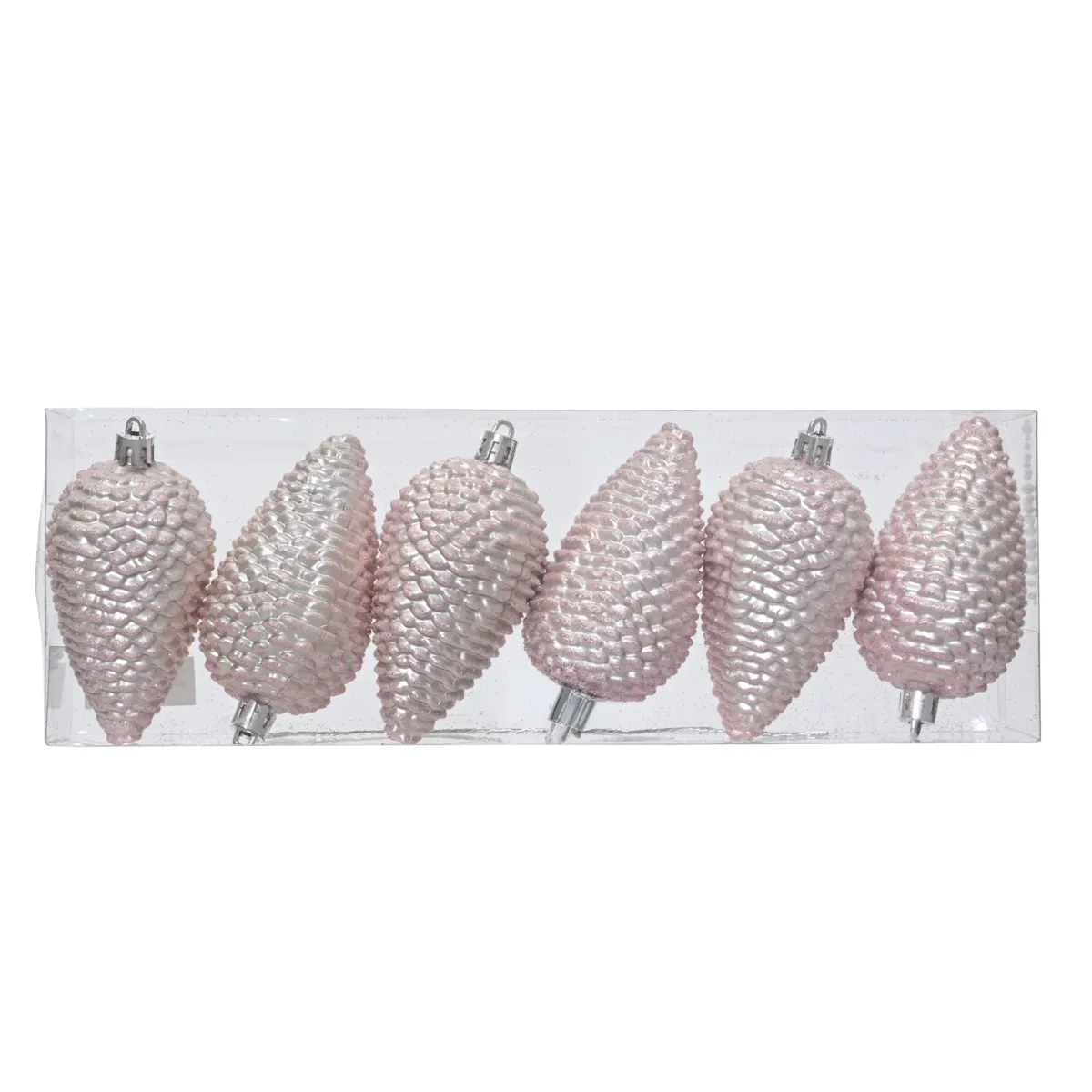 Lot de 6 pommes de pin à suspendre (H8 cm) Aravis Rose poudré