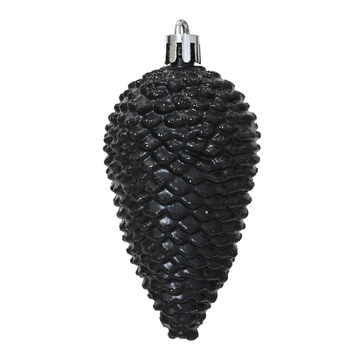 Lot de 6 pommes de pin à suspendre (H8 cm) Aravis Noir pailleté