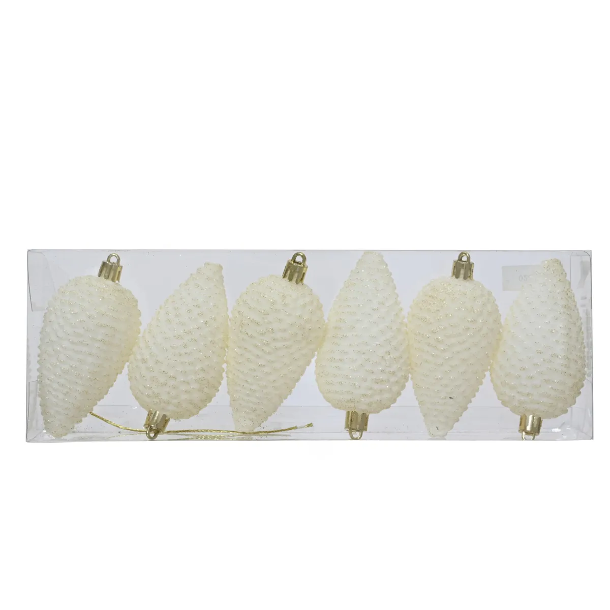 Set di 6 pigne da appendere (H8 cm) Aravis Bianco lana