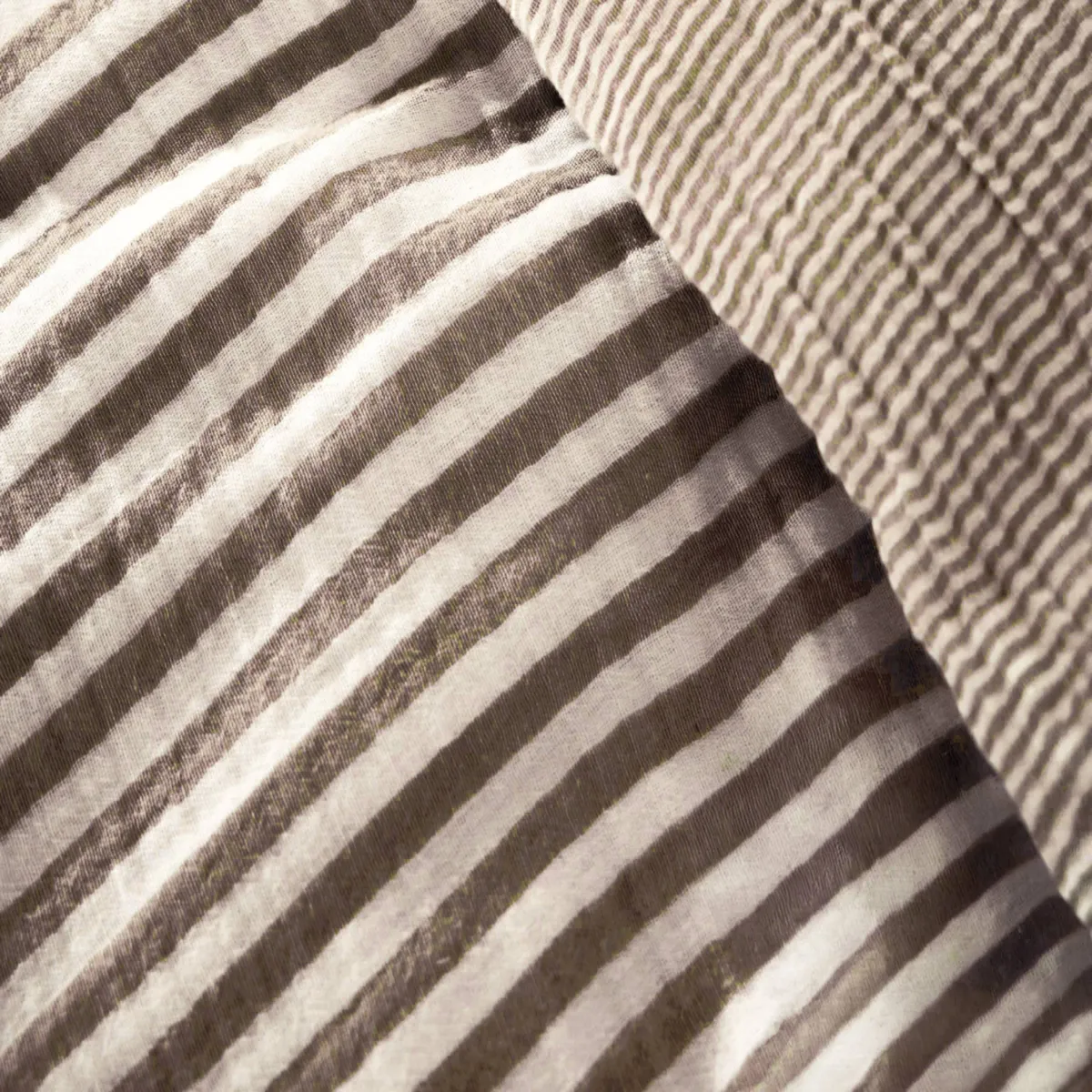 Copripiumino garza di cotone (240 x 220 cm) Gaïa righe Marrone