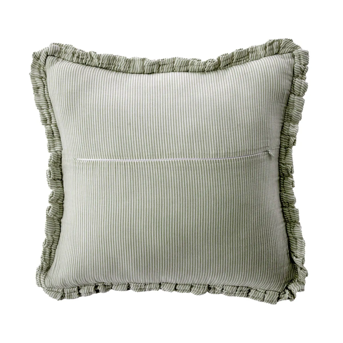 Cuscino quadrato in garza di cotone (45 x 45 cm) Gaïa righe Verde rosmarino 