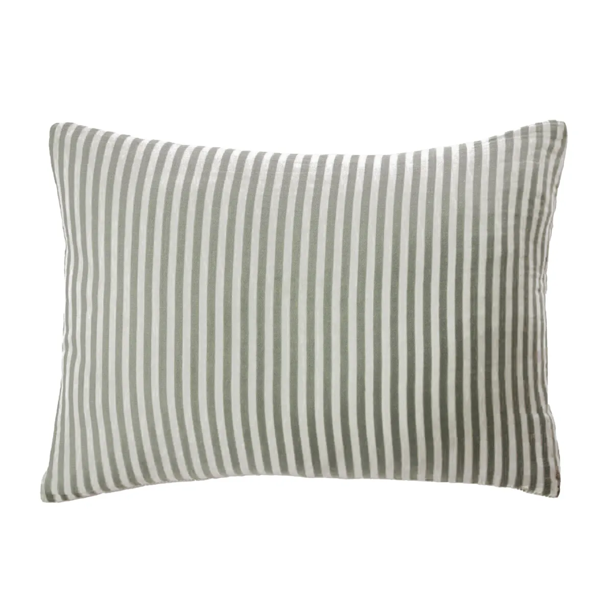 EM - Taie d'oreiller 50 x 70 cm Gaze de coton tissée teinte GAIA RAYURES Romarin