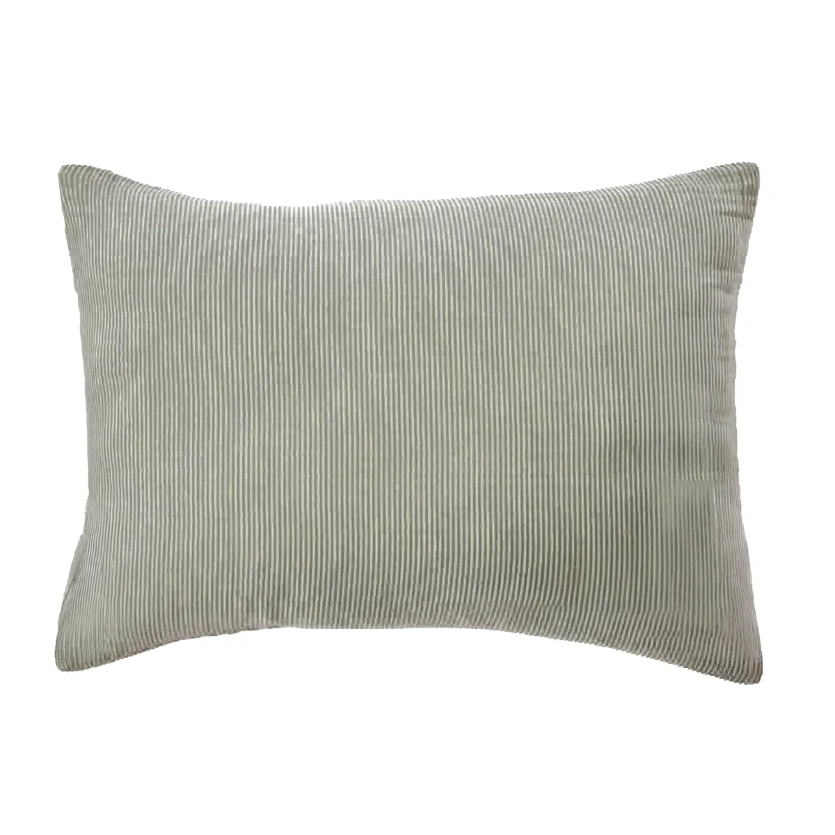 EM - Taie d'oreiller 50 x 70 cm Gaze de coton tissée teinte GAIA RAYURES Romarin