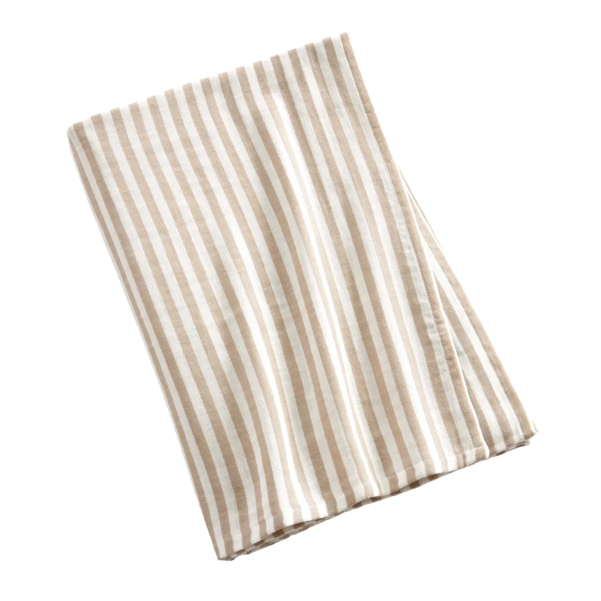 EM - Nappe carrée 180 x 180 cm Gaze de coton tissée teinte GAIA RAYURES Ficelle