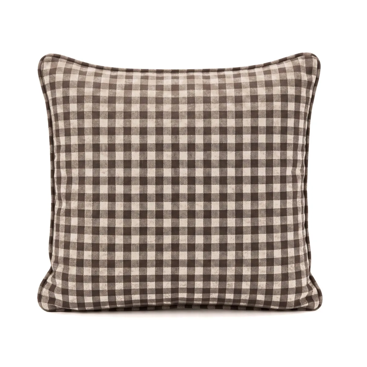 Taie d'oreiller carrée gaze de coton (60 x 60 cm) Gaïa vichy Brun