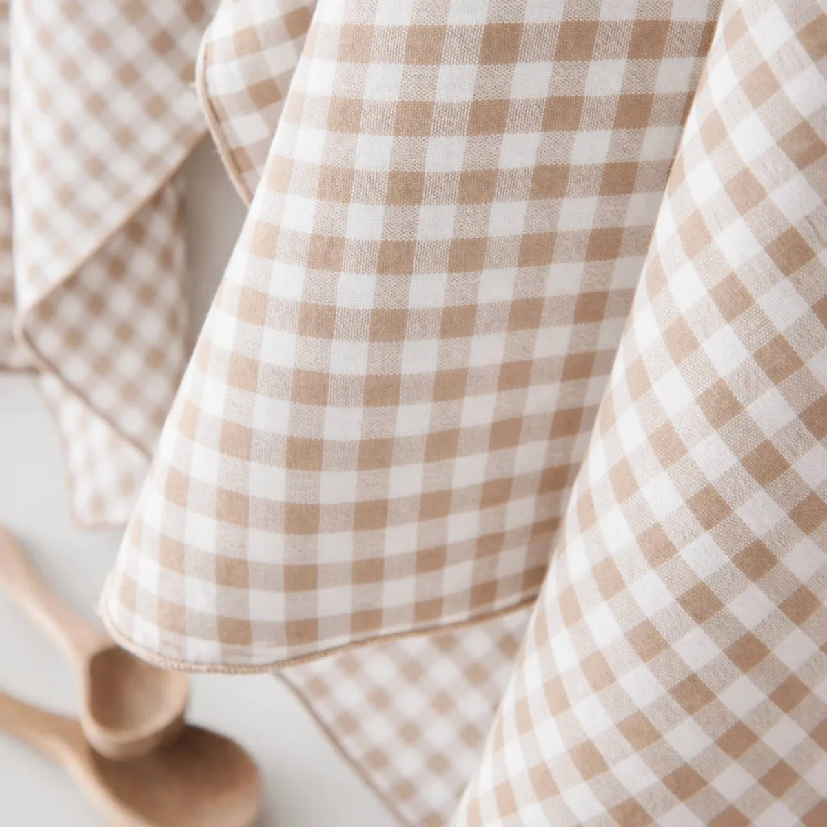 Nappe carrée gaze de coton (180 x 180 cm) Gaïa vichy Ficelle