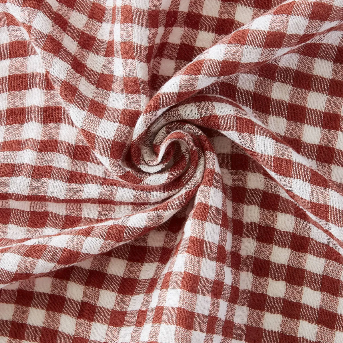 Nappe carrée gaze de coton (180 x 180 cm) Gaïa vichy Terracotta