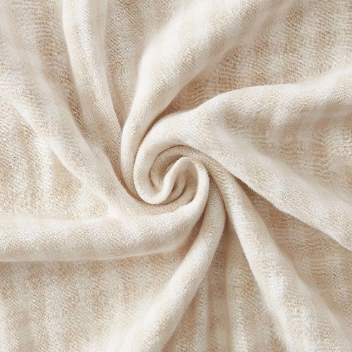 Nappe carrée gaze de coton (180 x 180 cm) Gaïa vichy Beige