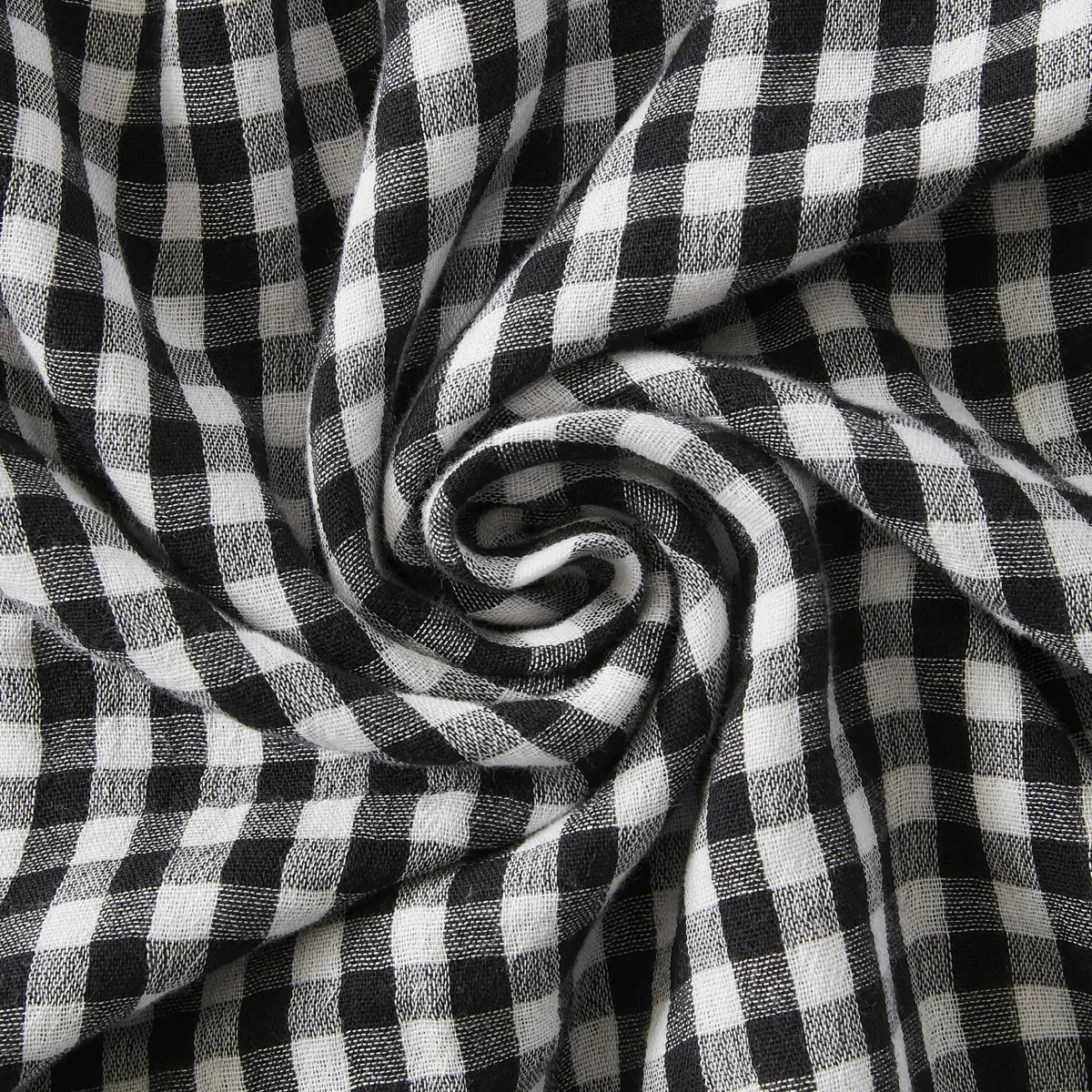 Nappe carrée gaze de coton (180 x 180 cm) Gaïa vichy Noir