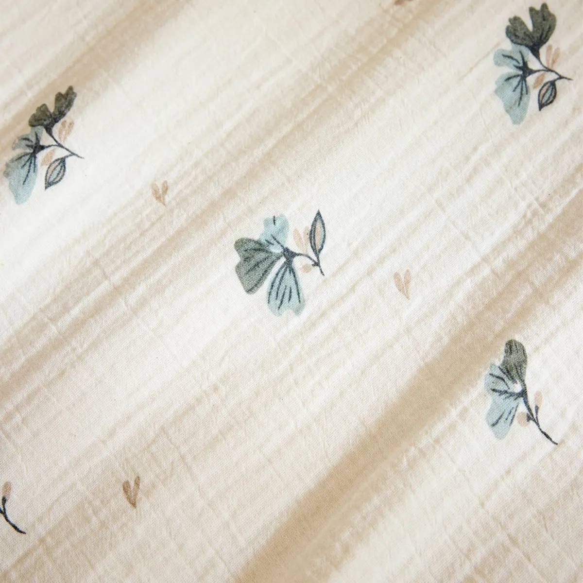 EM - Housse de couette réversible 240 x 220 cm Gaze de coton imprimée GAIA ASTREE Eucalyptus
