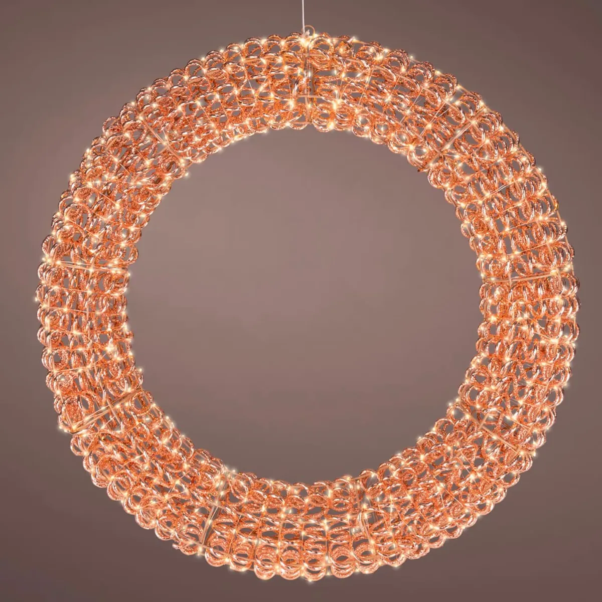 Ghirlanda natalizia luminosa 800 LED (D88 cm) Veglione Flash Rame rosa e bianco caldo