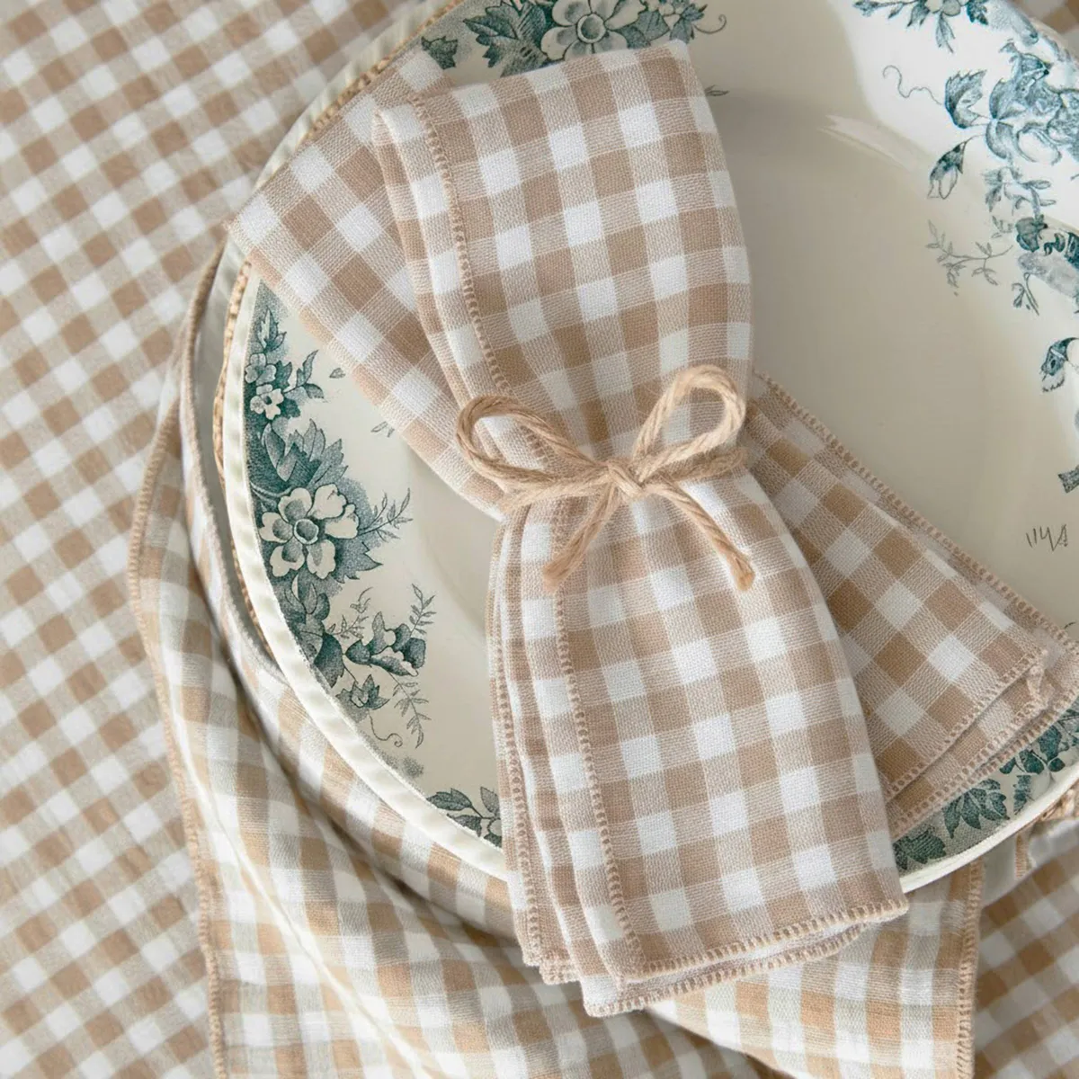 Set di 3 asciugamani in garza di cotone (40 x 40 cm) Gaïa vichy Corda