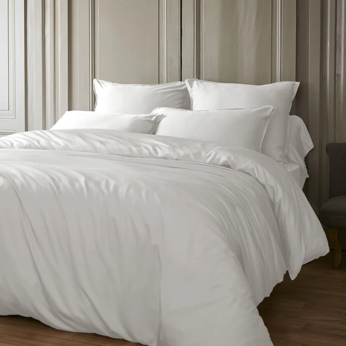 Lenzuolo sopra in satin di bambù (270 x 300 cm) Sienna Bianco Chantilly