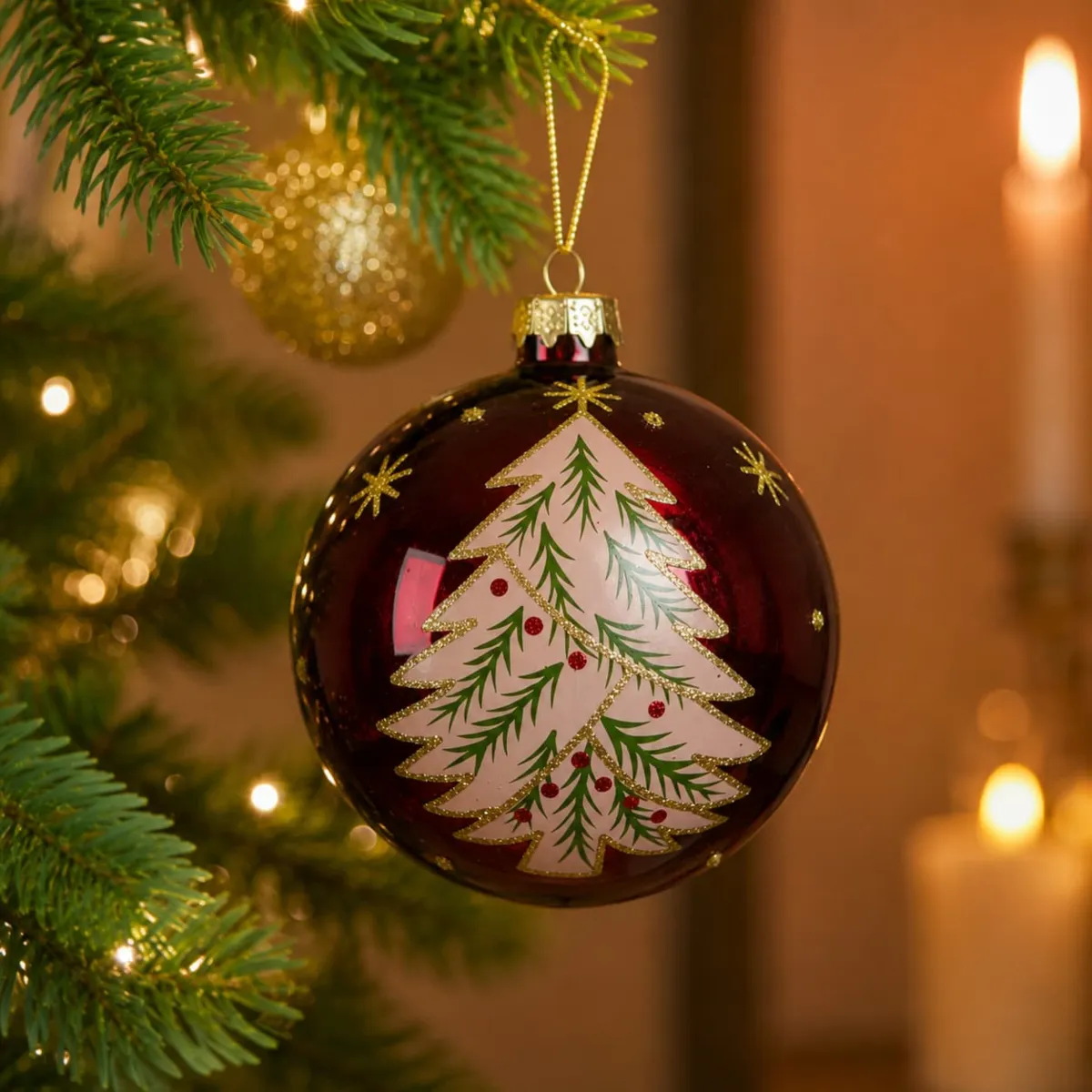 Pallina di natale in vetro (D80 mm) Mon beau sapin Bordeaux