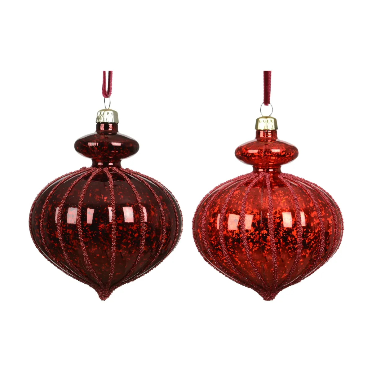 Lot de 12 boules de Noël (D80 mm) Opaline Rouge et bordeaux