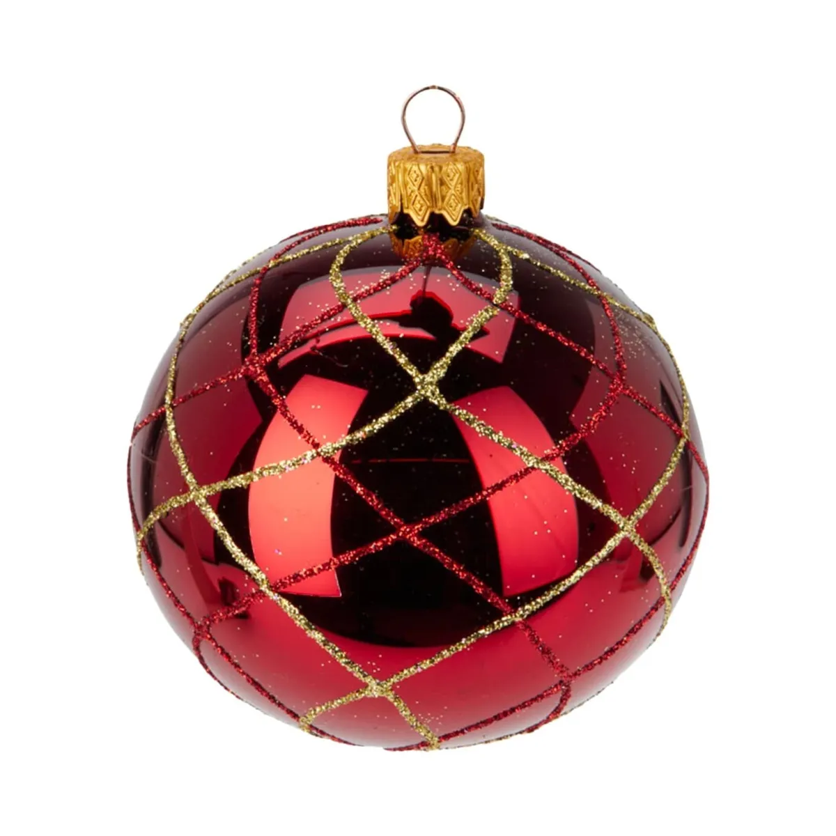 Set di 12 palline di natale in vetro (D80 mm) Valentina Rosso e verde abete