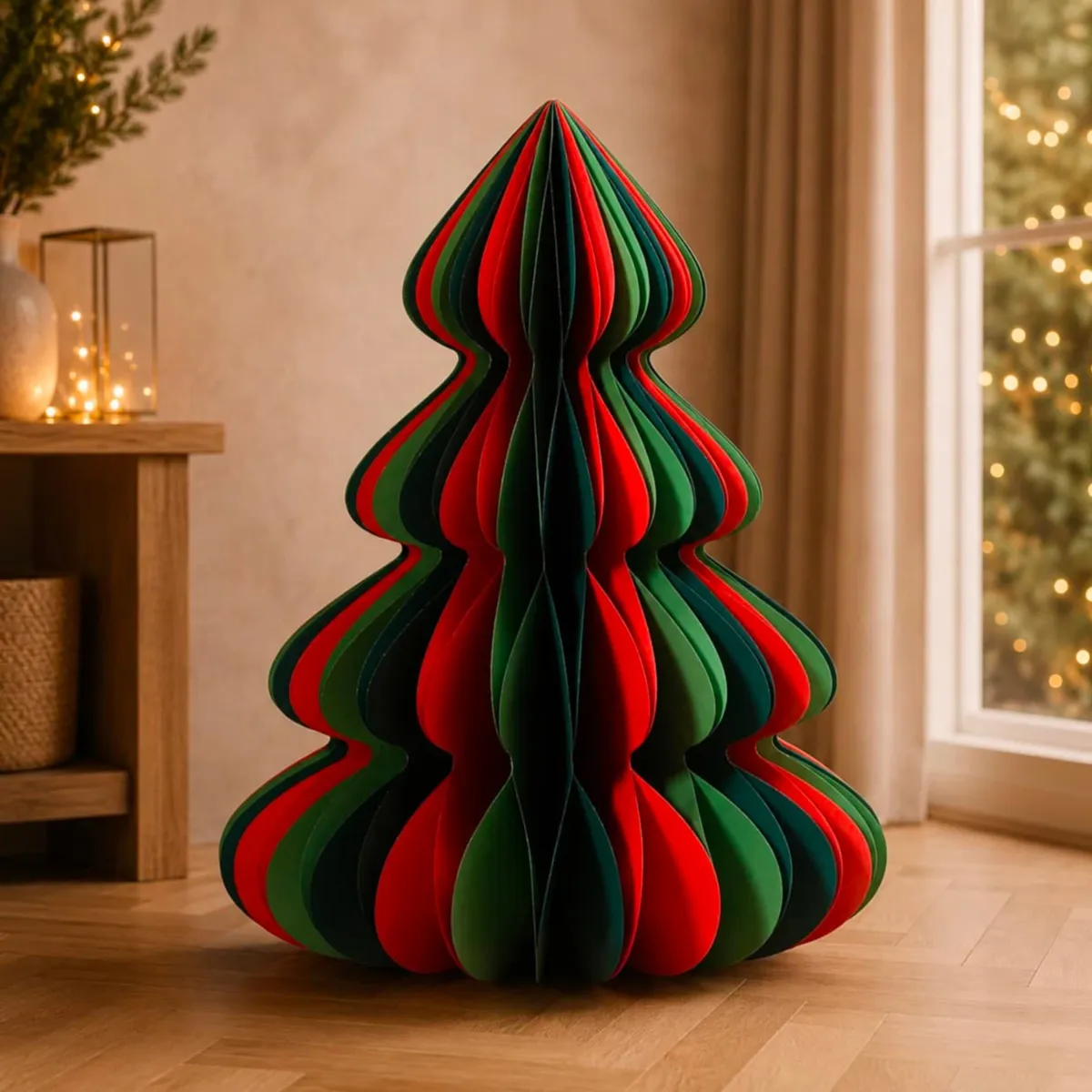 Albero di carta da tavolo (H90 cm) Chiusura Magnetica Verde e rosso