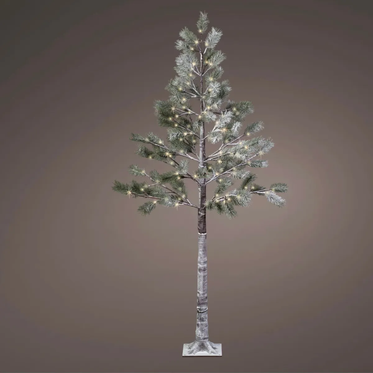 Albero di Natale luminoso da esterno 158 LED (H240 cm) Pino Clarius Verde innevato e bianco caldo