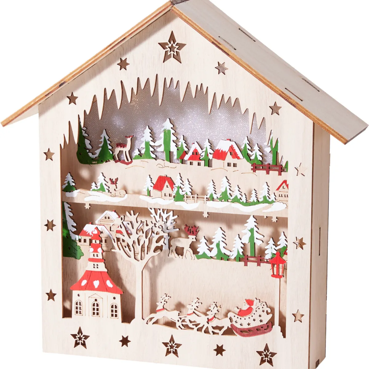 Casa decorativa luminosa in legno (H26 cm) Casa Incantata di Natale