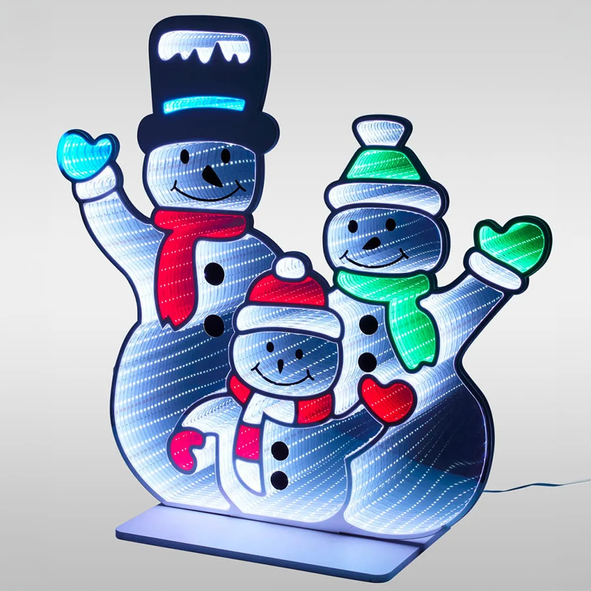 Famiglia di Pupazzi di Neve 480 LED (H63 cm) Infinity Multicolore