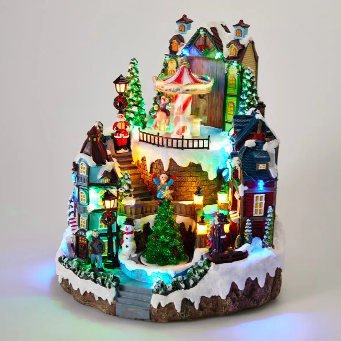 Villaggio di Natale luminoso, animato e musicale USB (H30 cm) Il mio bel Carosello
