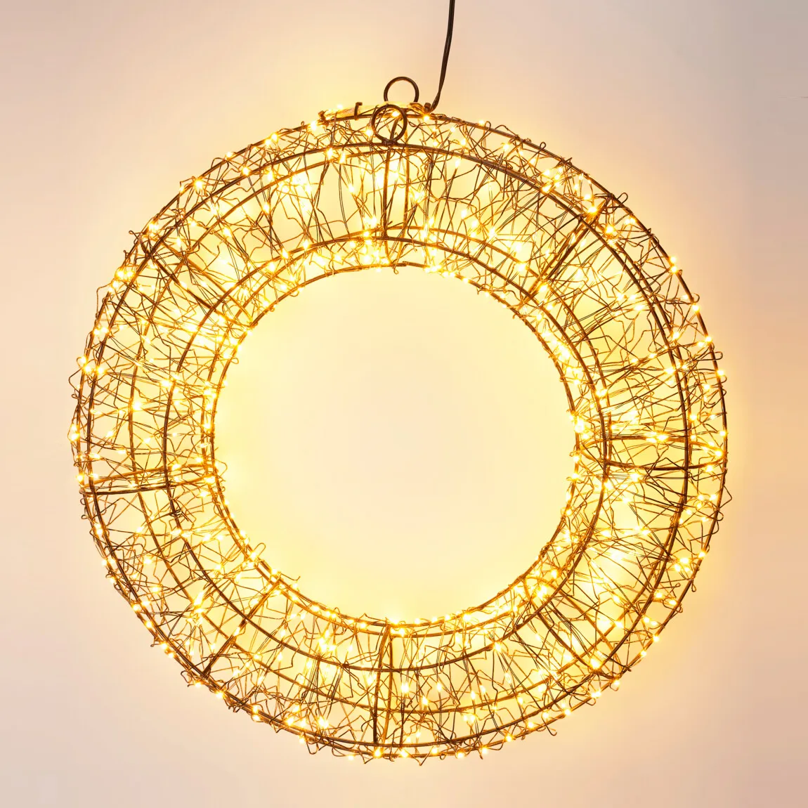 Corona di Natale luminosa 500 micro LED (D38 cm) Star Light Nero e bianco caldo