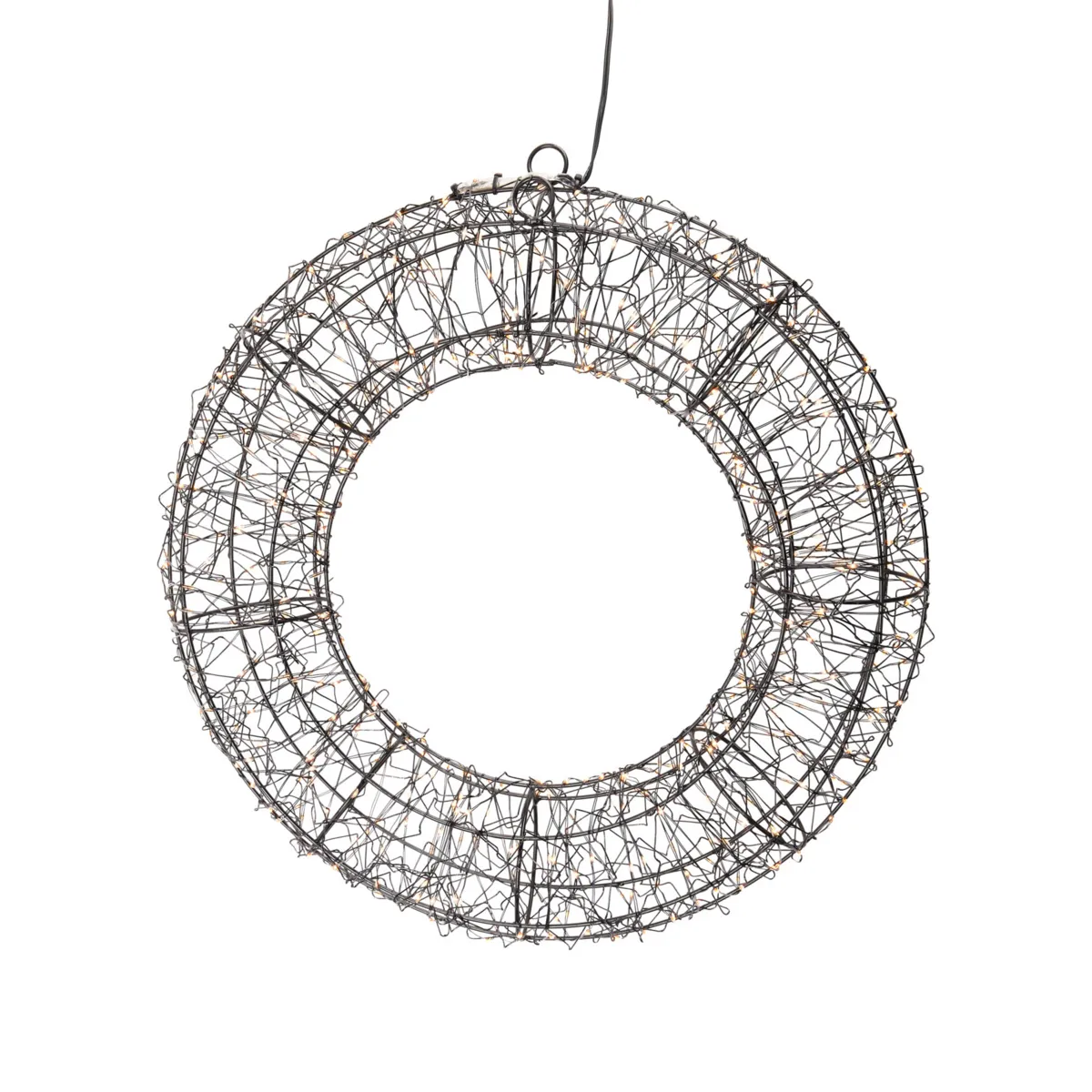 Corona di Natale luminosa 500 micro LED (D38 cm) Star Light Nero e bianco caldo