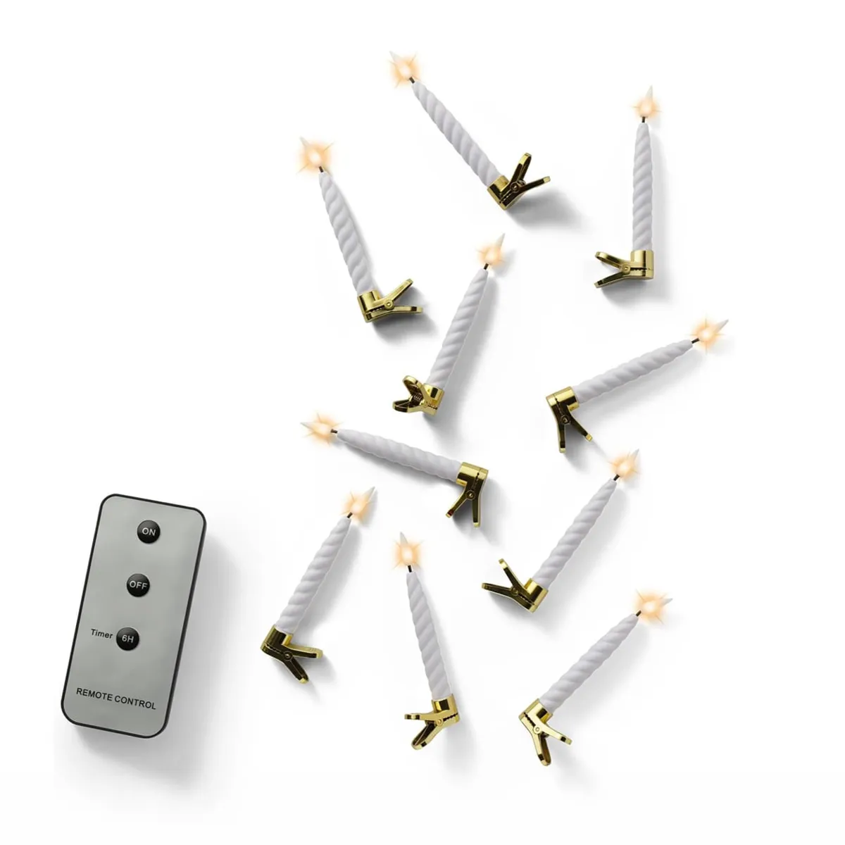 Set di 10 candele LED a pile per albero (H14 cm) Veglia di Natale Bianco caldo