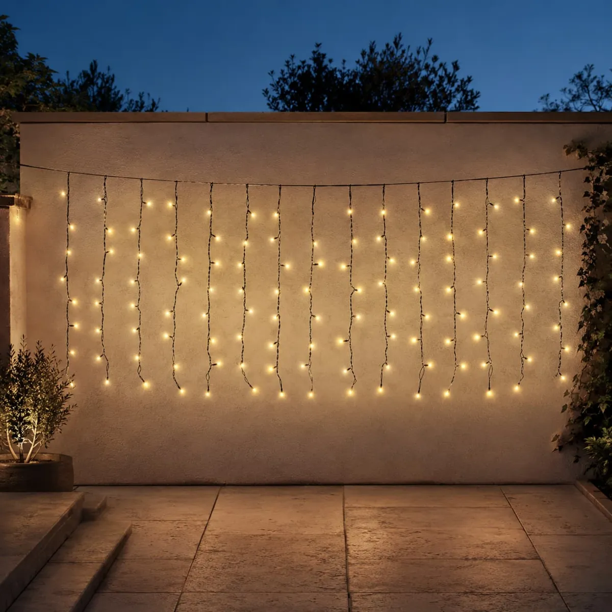 Tenda luminosa connessa H1m L2 m 112 LED cavo nero Pro-lights Bianco caldo