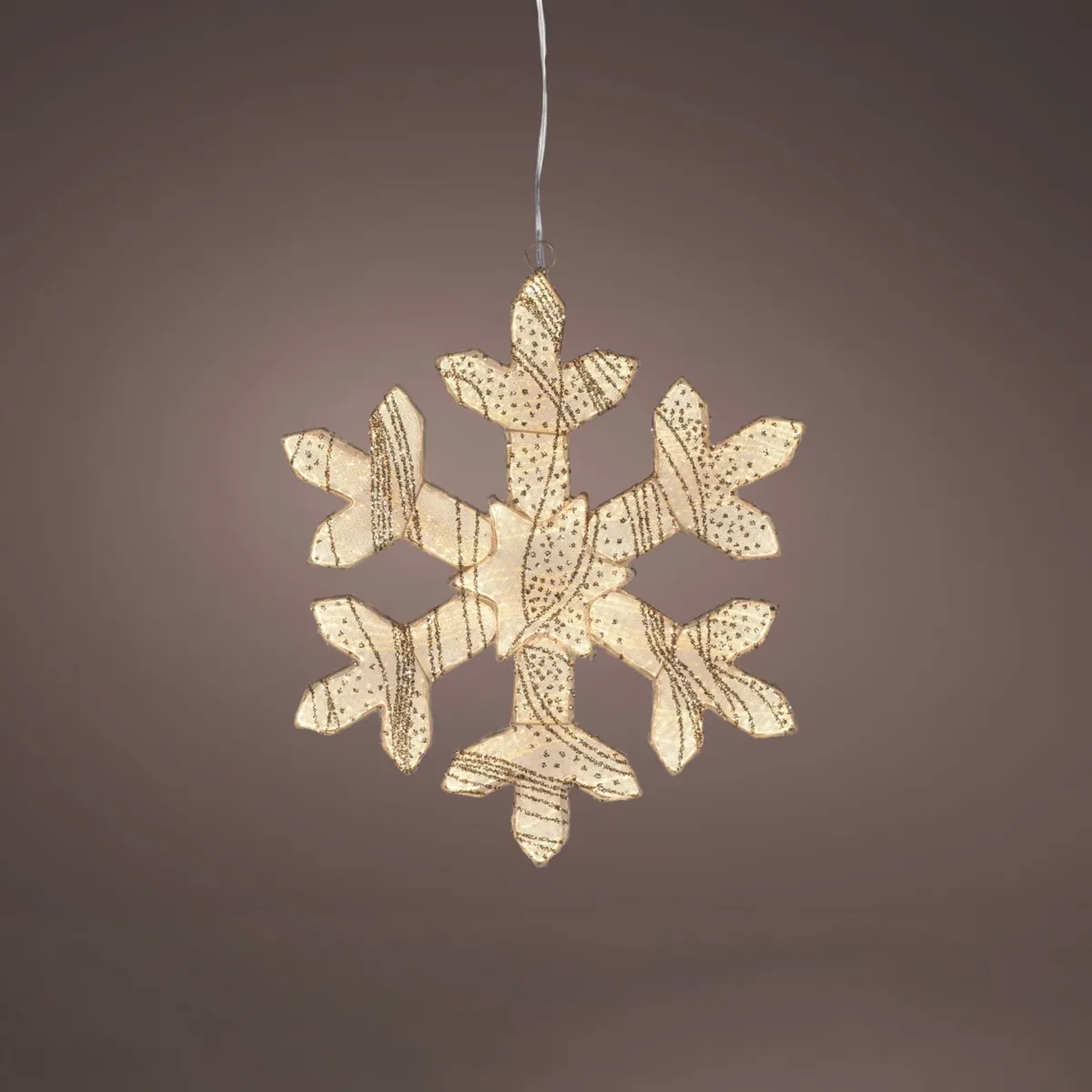 Sospensione luminosa in tessuto 410 LED (D38 cm) Fiocco Iridescente caldo