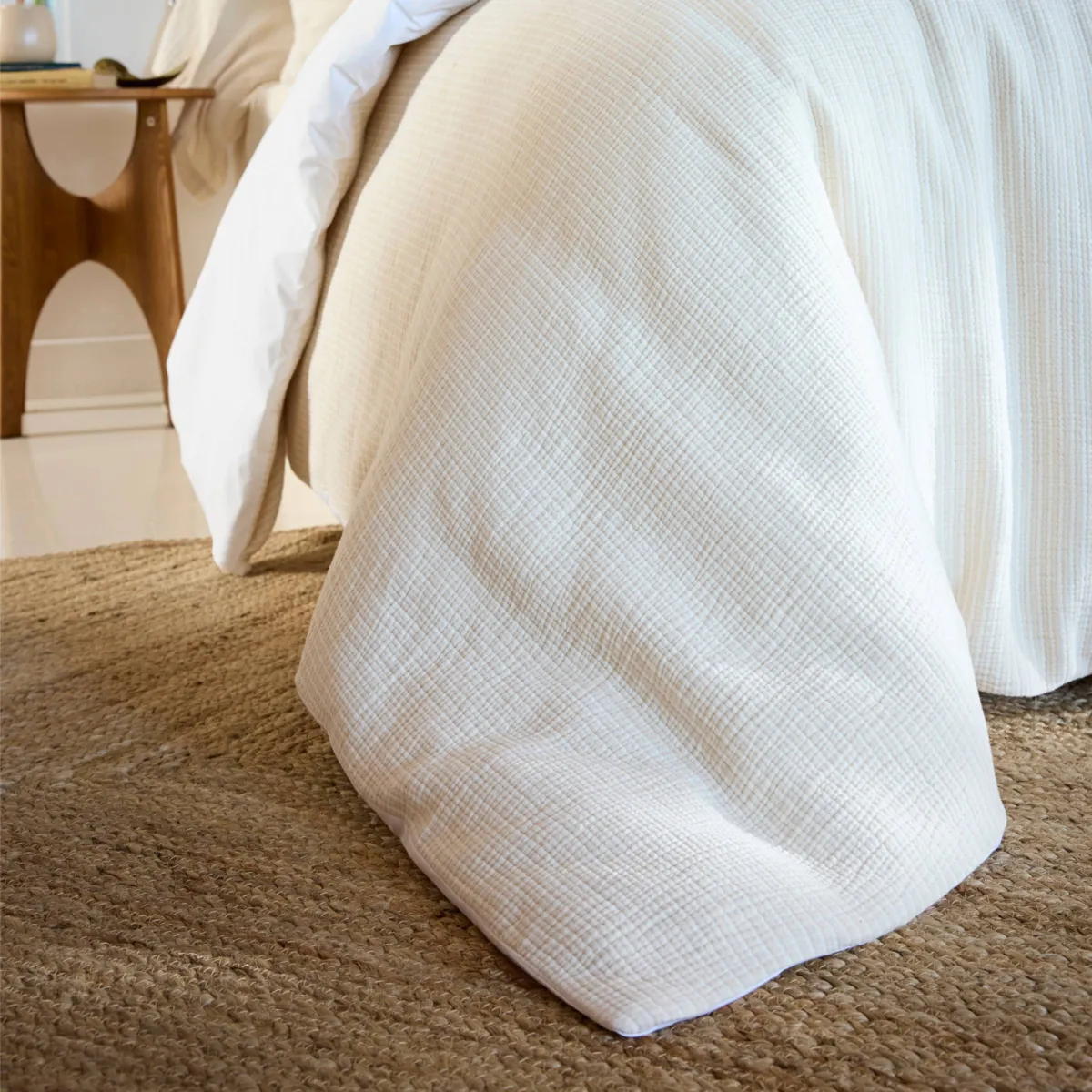 Copripiumino in garza di cotone trapuntata (140 x 200 cm) Oria Beige