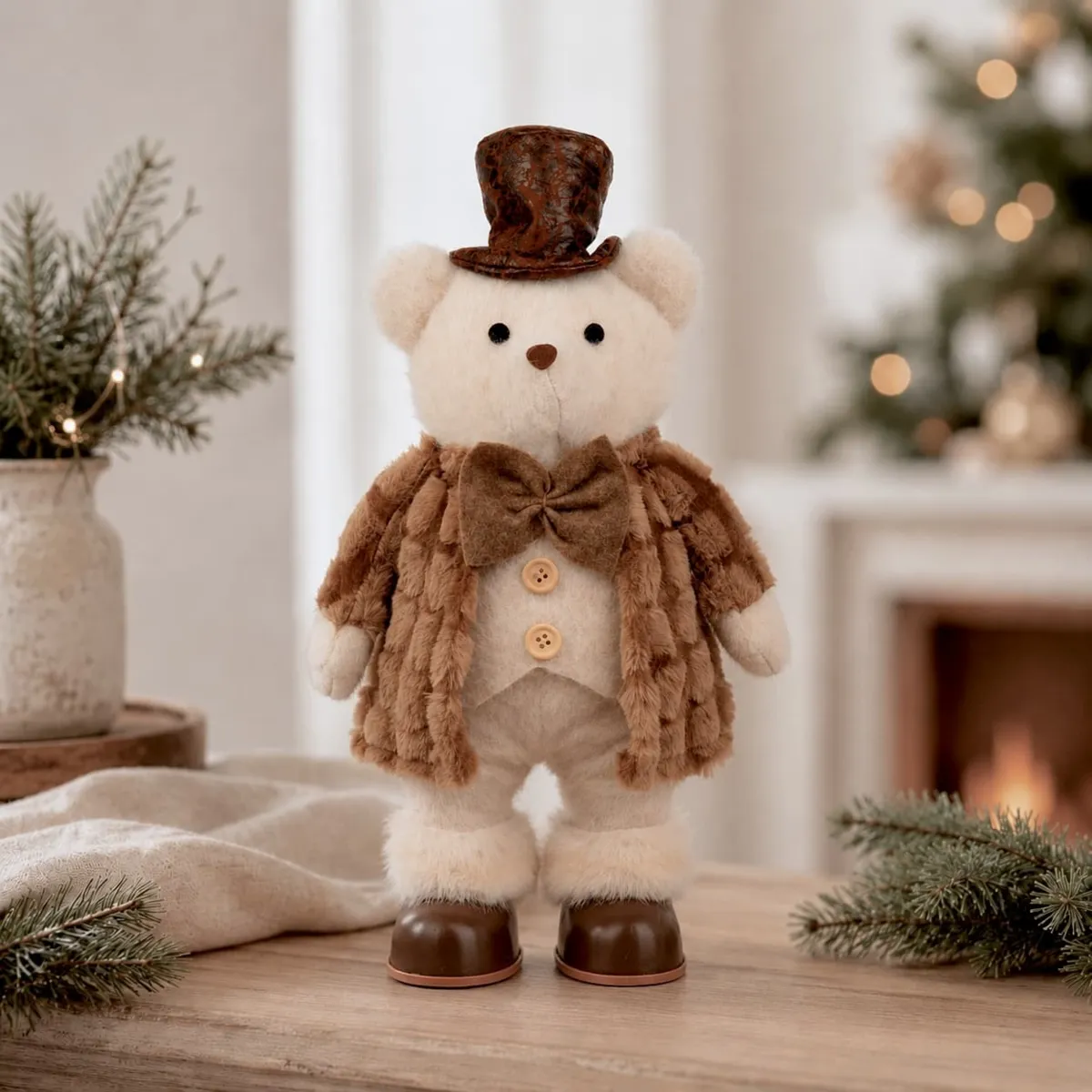Orso di Natale (H43 cm) Nestor Marrone e crema
