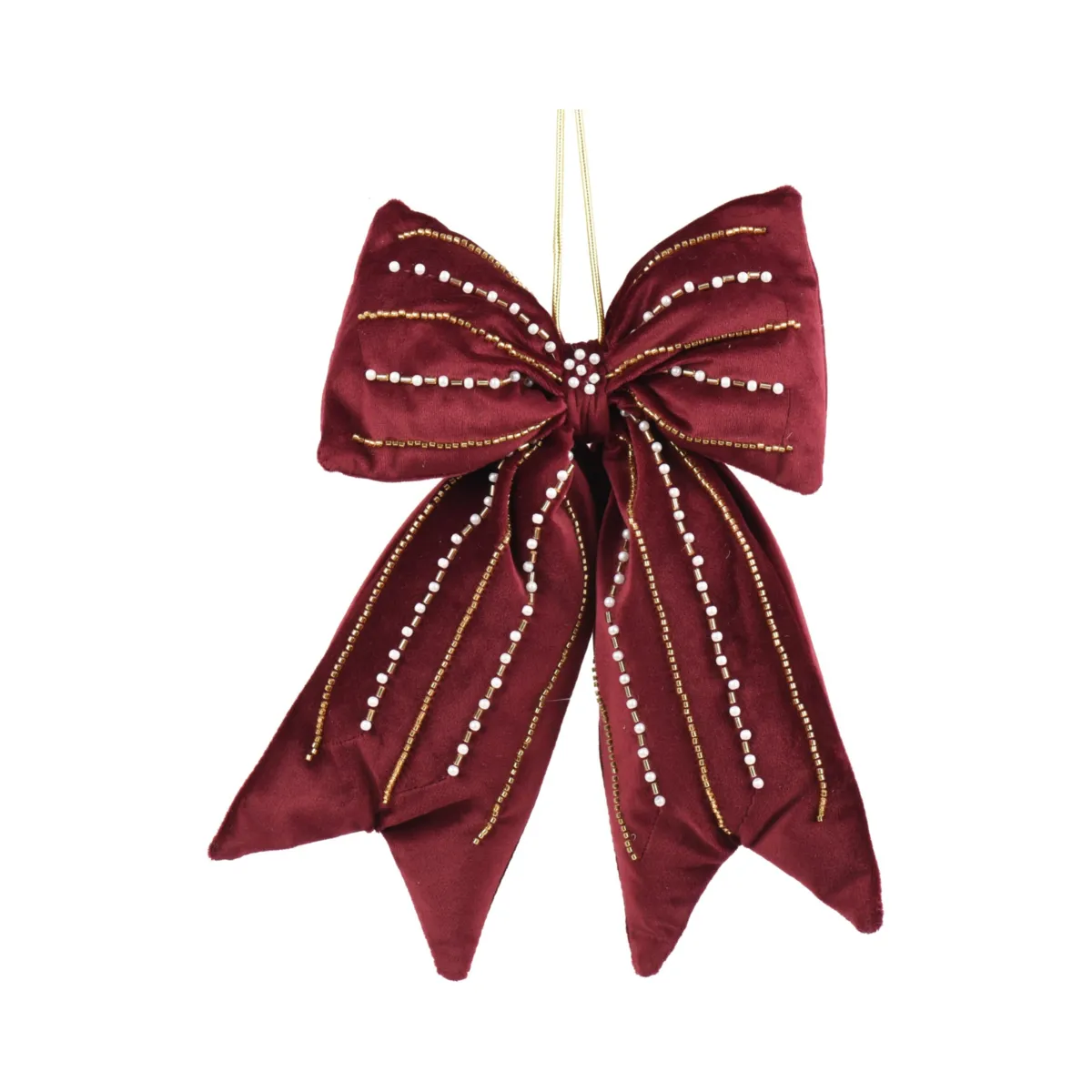 Grande Fiocco natalizio (H52 cm) Velluto glitterato Bordeaux