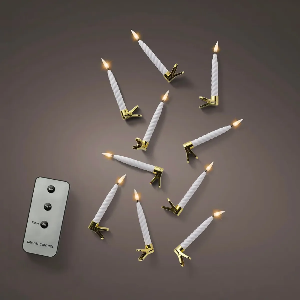 Set di 10 candele LED a pile per albero (H14 cm) Veglia di Natale Bianco caldo