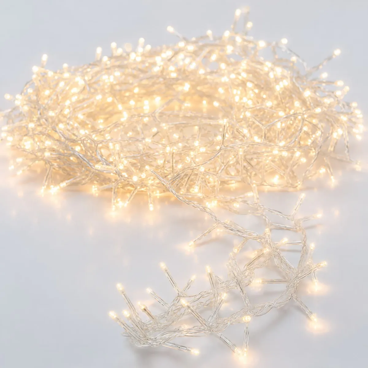 Guirlande lumineuse 45 m 2000 LED câble transparent Luxe Blanc chaud champagne
