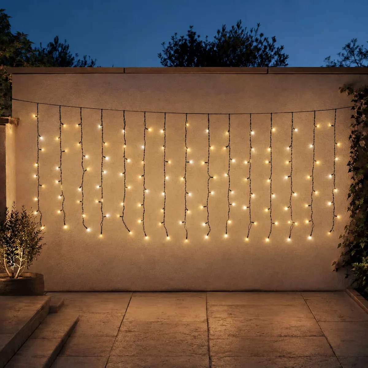 Tenda luminosa collegabile H1m L2m 112 LED cavo nero Pro-lights Flash Bianco caldo e freddo