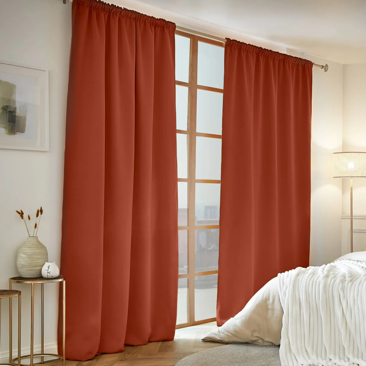 Tenda semi-oscurante termica con passanti nascosti (180 x 260 cm) Nocta Terracotta