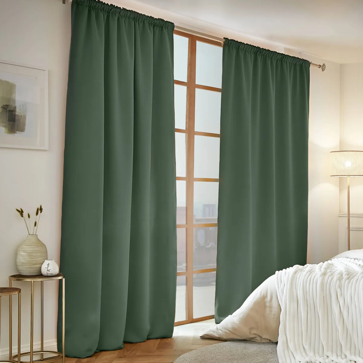 Tenda semi-oscurante termica con passanti nascosti (140 x 240 cm) Nocta Verde rosmarino