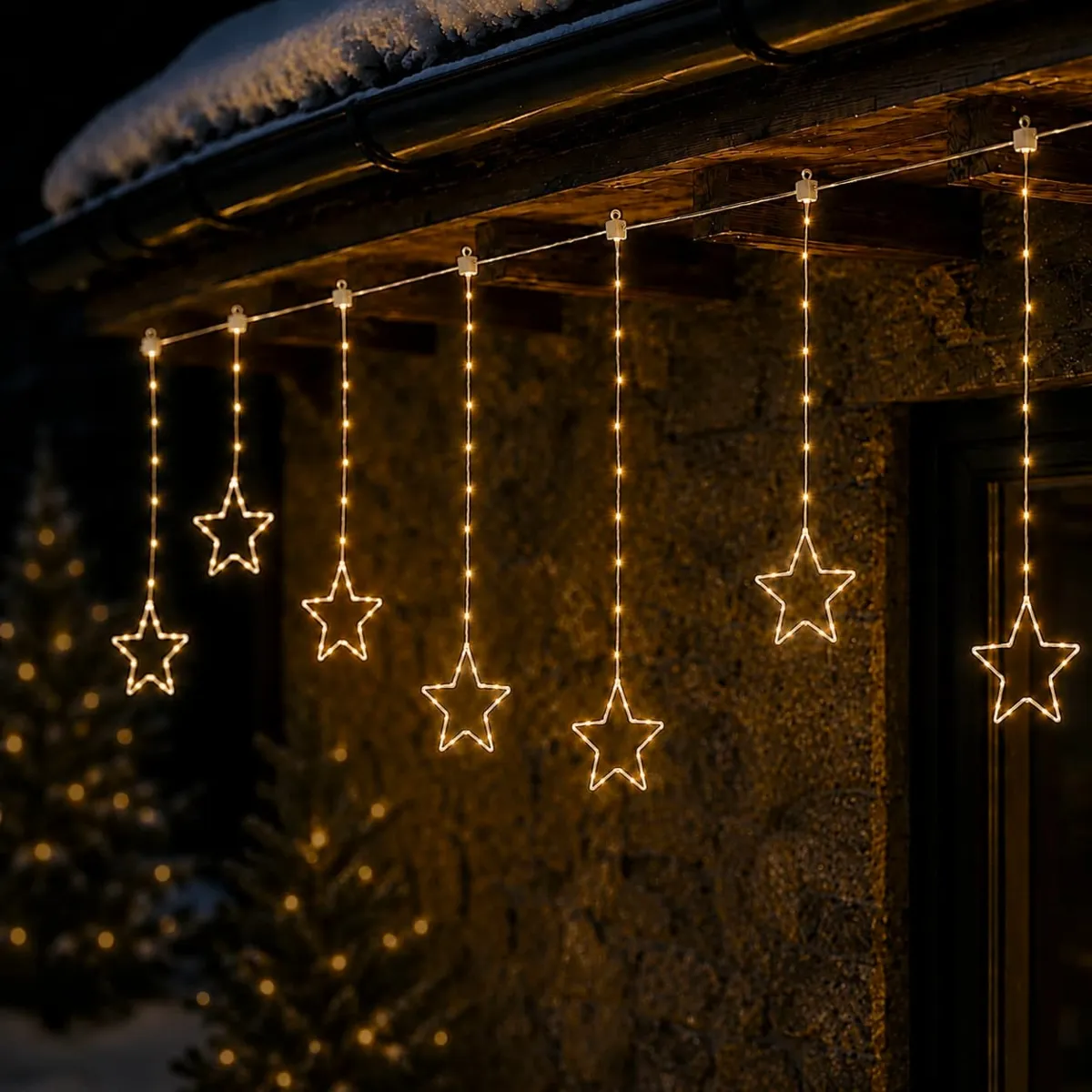 Catena luminosa a tenda 156 LED (L120 - H60 cm) Notte stellata Rame e bianco caldo