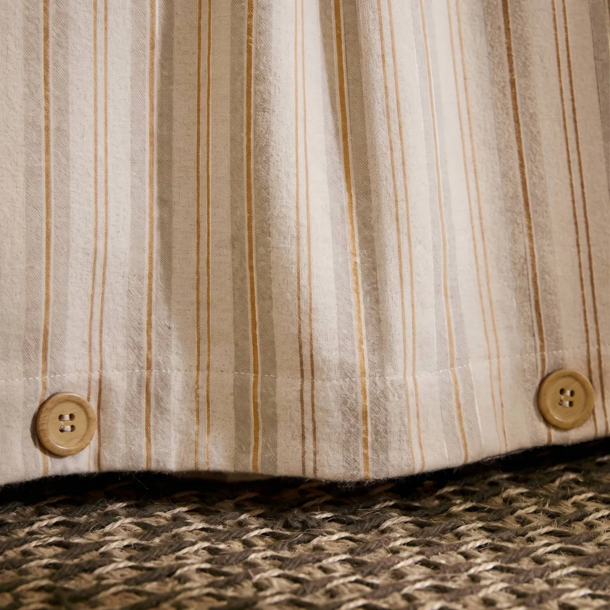 Copripiumino in flanella di cotone (200 x 200 cm) Nina righe Beige